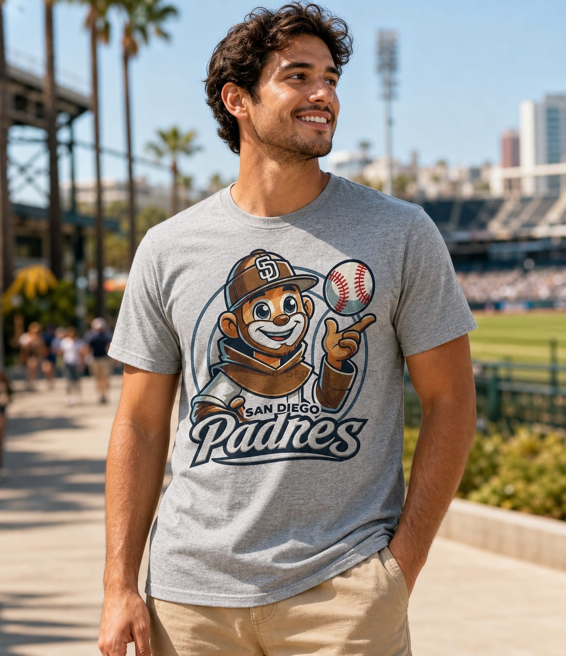 San Diego Padres Exclusive Retro Baseball Mascot Artwork Shirt
