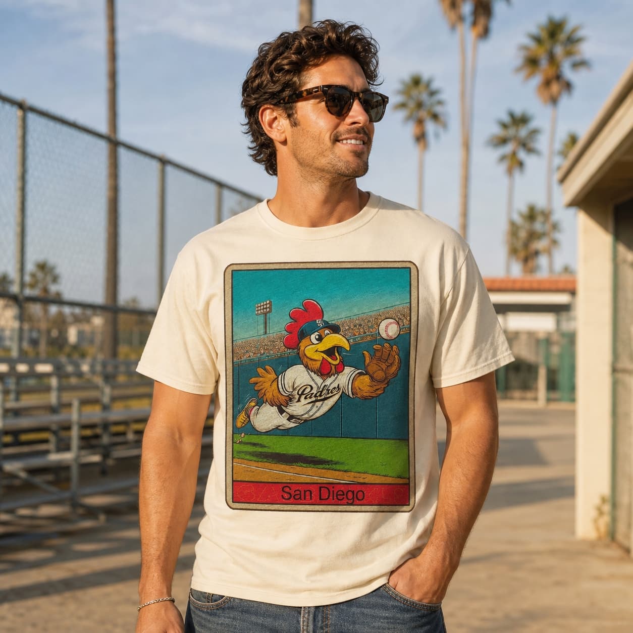 San Diego Padres Retro Baseball Chicken Mascot Mania 1988 Artwork Shirt