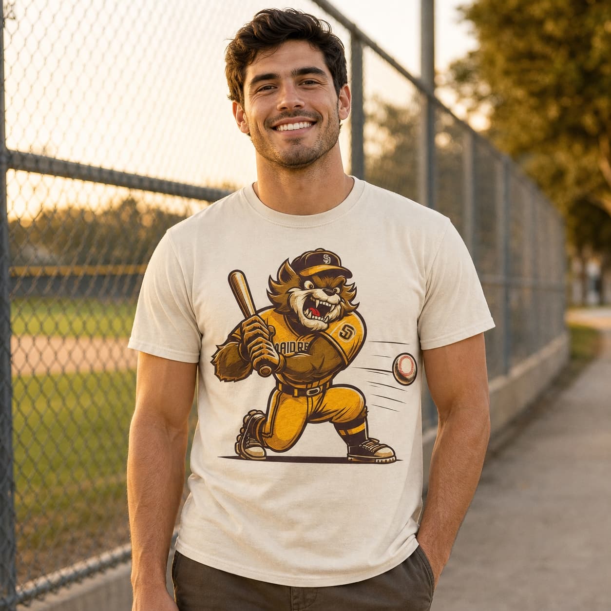 San Diego Padres Retro Baseball Mascot Artwork Shirt