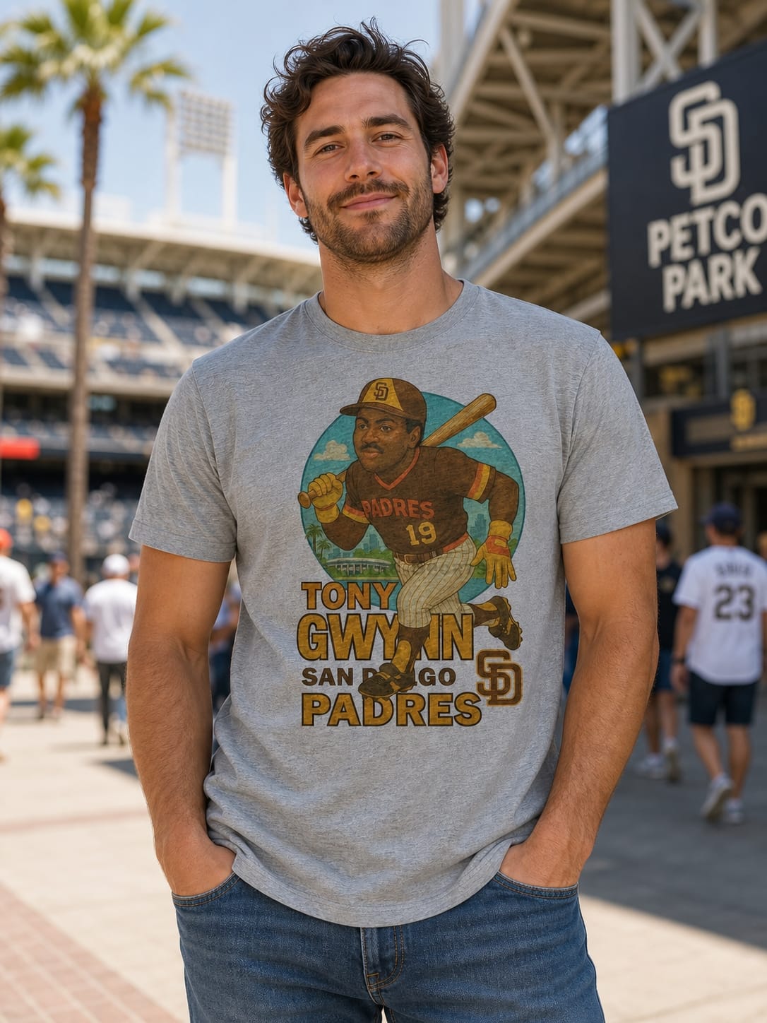 San Diego Padres Tony Gwynn Exclusive Retro Baseball Skyline 1983 Artwork T-Shirt