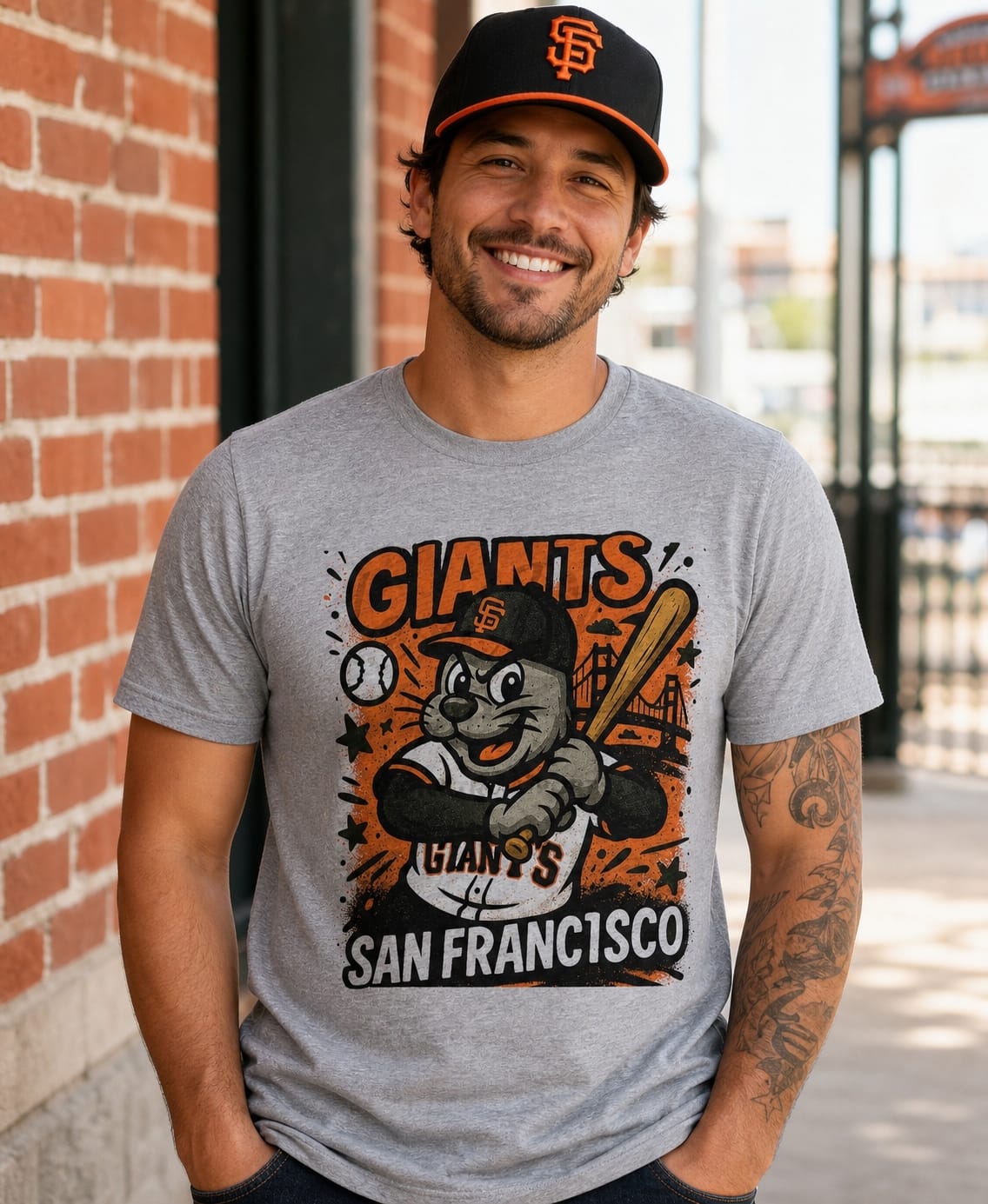 San Francisco Giants Graffiti Exclusive Retro Baseball Artwork T-Shirt