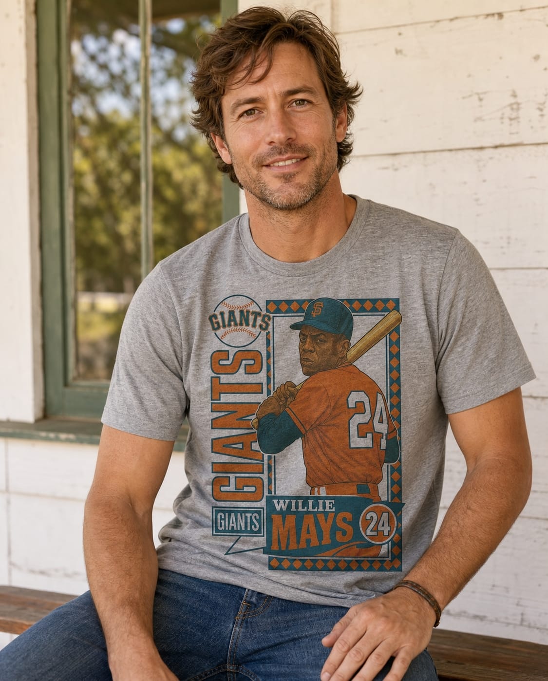 San Francisco Giants Willie Mays Exclusive Retro Baseball Artwork T-Shirt