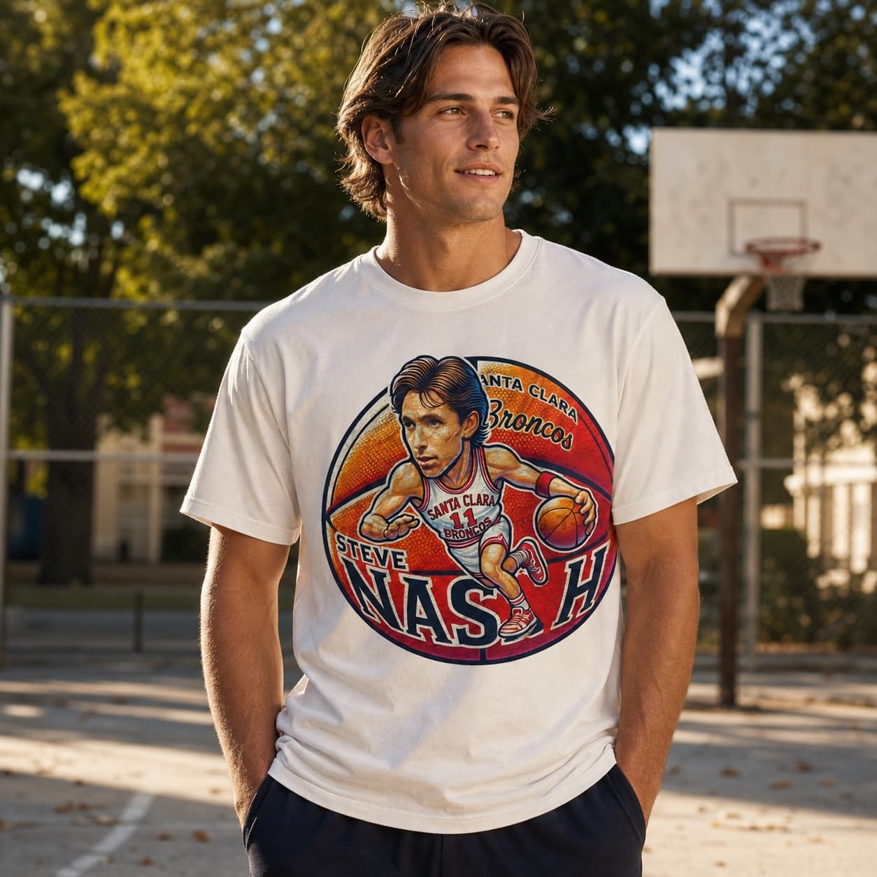 Santa Clara Broncos Steve Nash PG Exclusive Retro March Madness Basketball Shirt