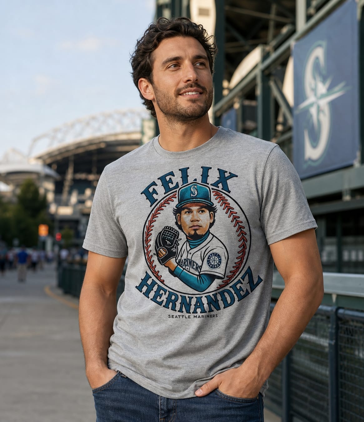 Seattle Mariners Felix Hernandez Exclusive Retro Baseball Artwork Shirt