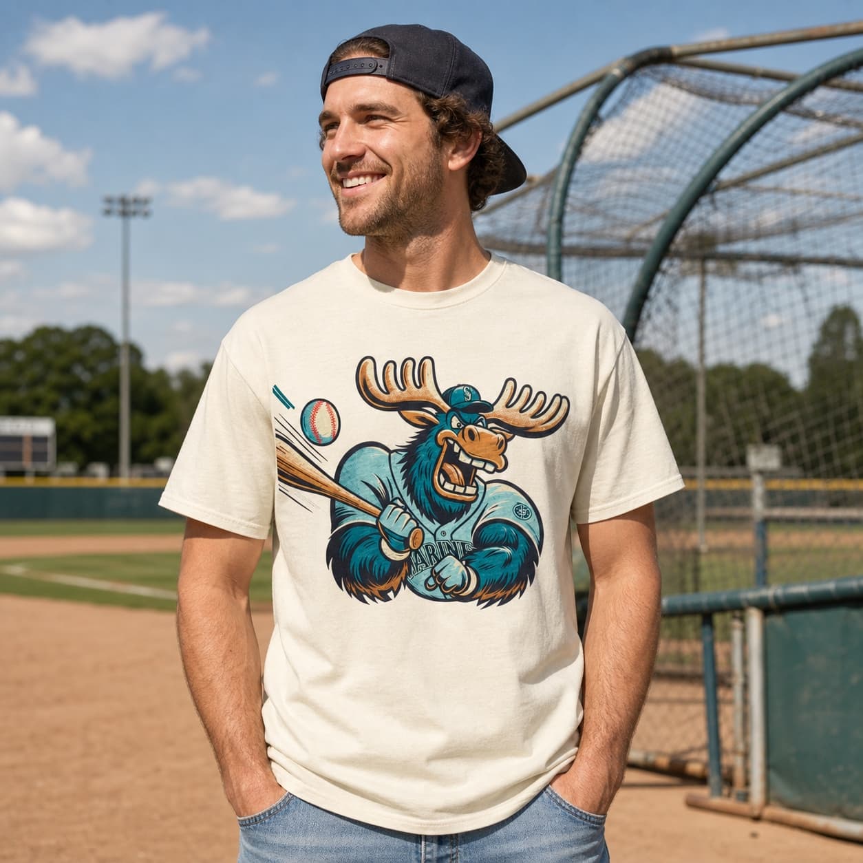 Seattle Mariners Retro Baseball Mascot Mania 1991 Artwork Shirt