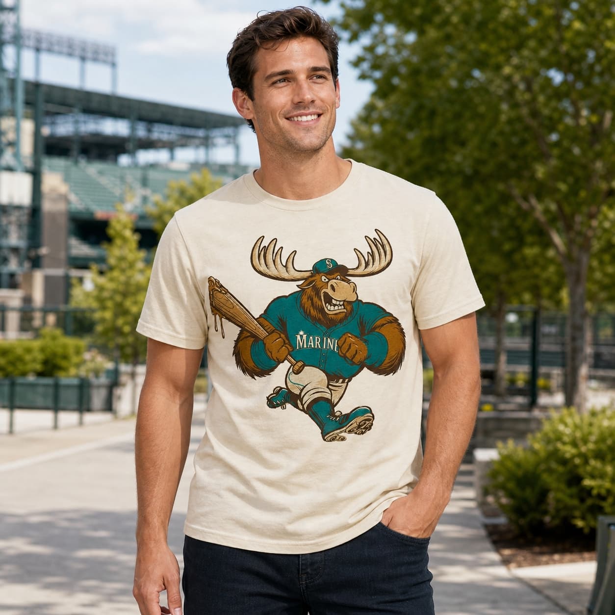 Seattle Mariners Retro Baseball Mascot Mania 1995 Artwork Shirt