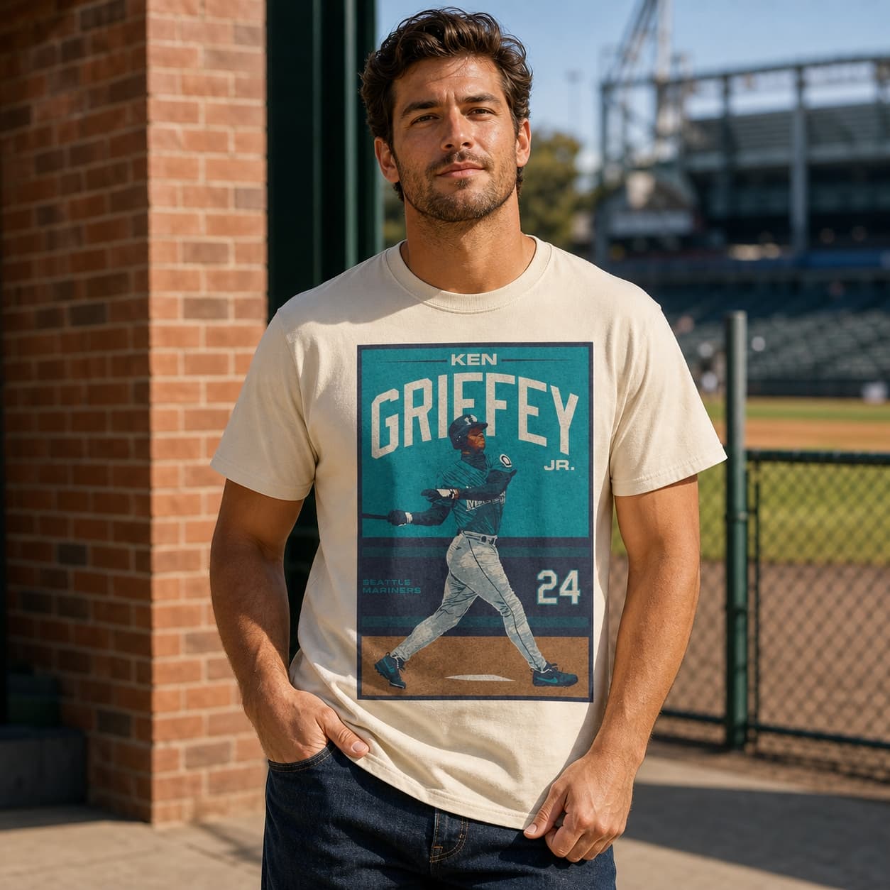 Seattle Mariners Retro Ken Griffey Jr. Baseball 1995 Artwork Shirt