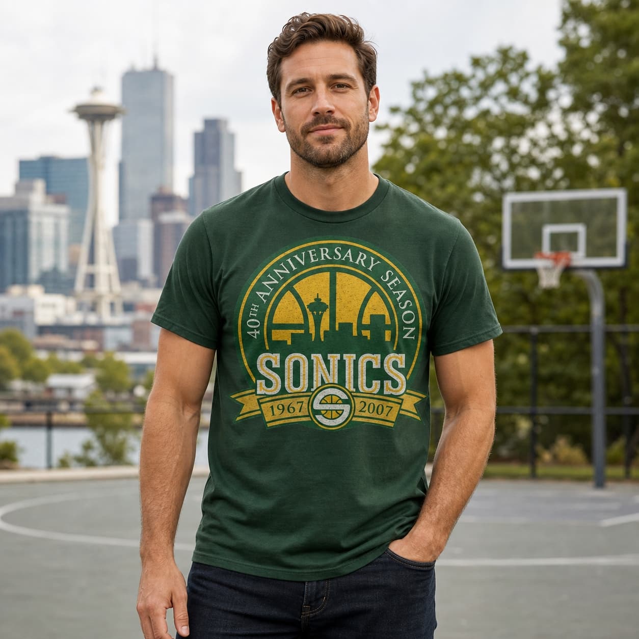 Seattle SuperSonics Retro Basketball 40th Anniversary Shirt