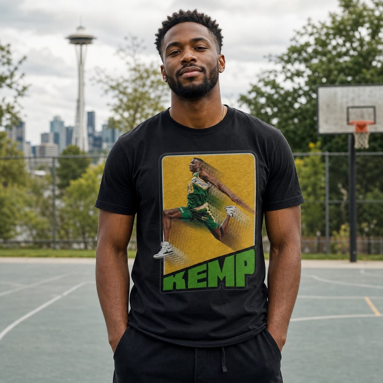Seattle SuperSonics Shawn Kemp Retro Basketball 1991 Shirt