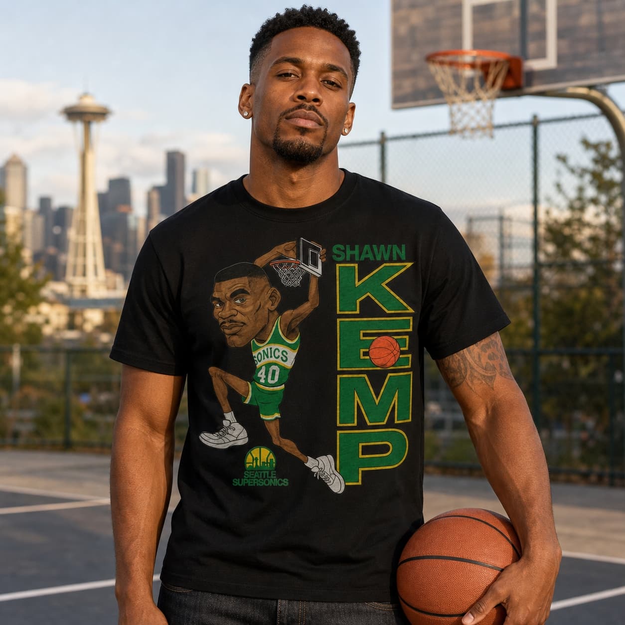 Seattle SuperSonics Shawn Kemp Retro Basketball 1993 Shirt