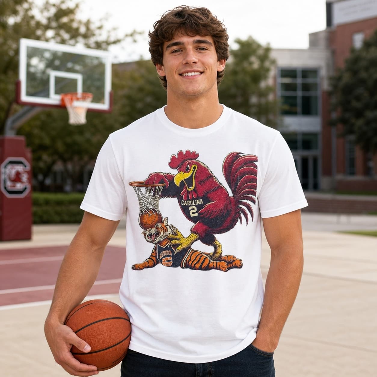 South Carolina Gamecocks vs. Auburn Tigers Retro Rivalry Basketball Mascot 1985 Shirt
