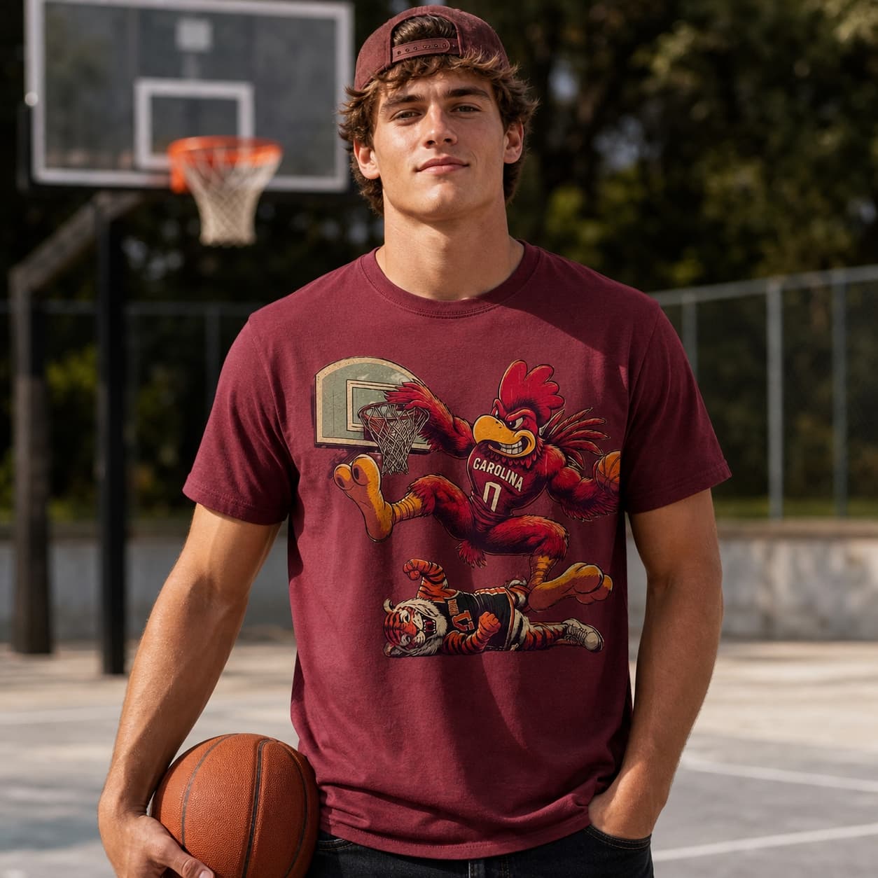 South Carolina Gamecocks vs. Auburn Tigers Retro Rivalry Basketball Mascot 1988 Shirt