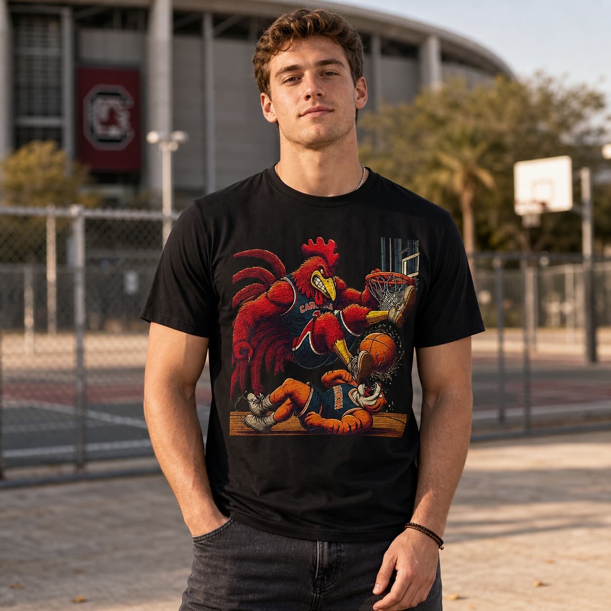 South Carolina Gamecocks vs. Auburn Tigers Retro Rivalry Basketball Mascot 1998 Shirt