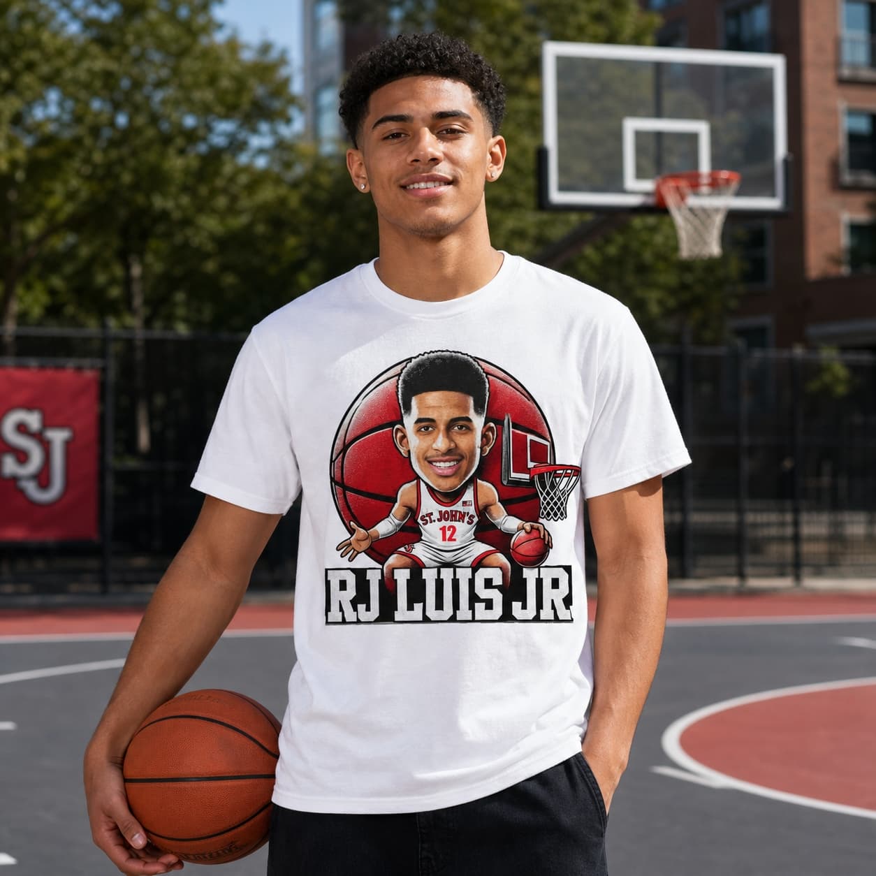 St. John’s Red Storm RJ Luis Jr. Exclusive Retro March Madness Basketball Shirt