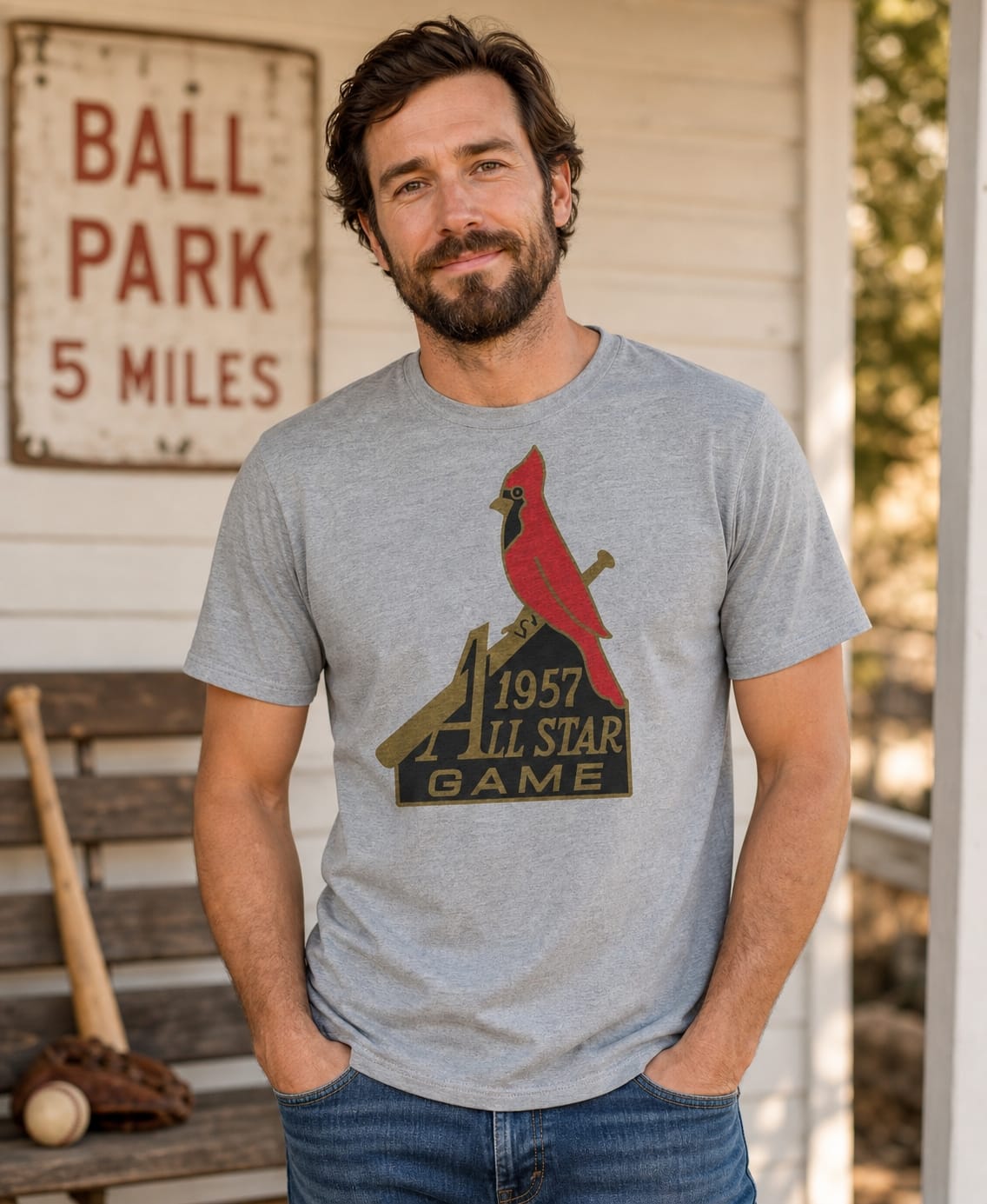 St. Louis Cardinals Retro All Star Game Baseball 1957 Artwork T-Shirt