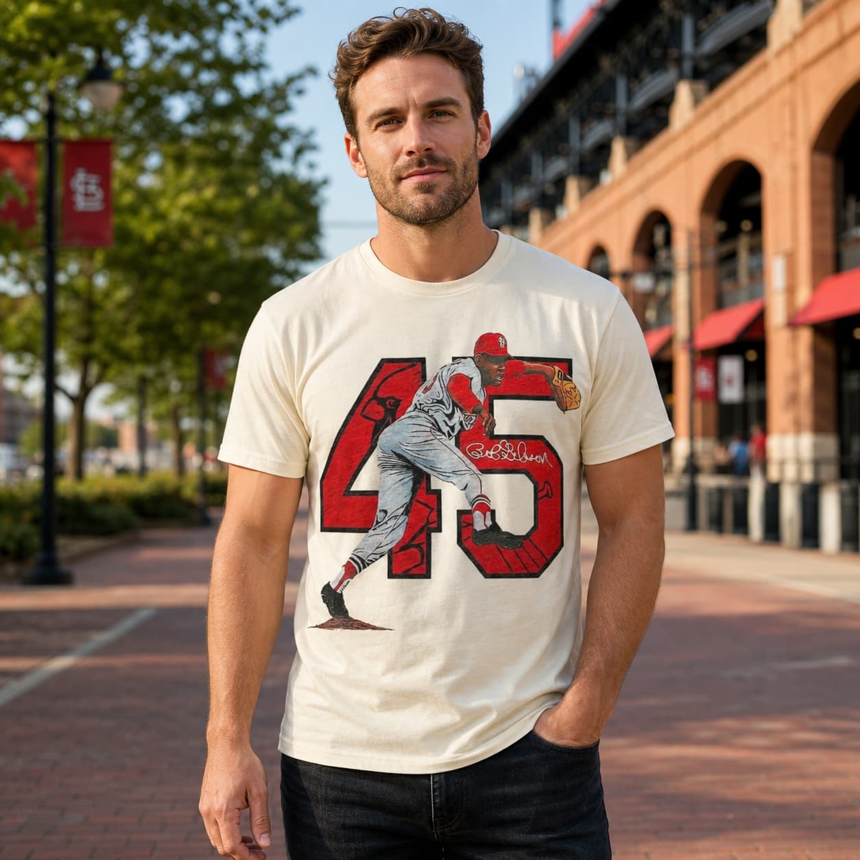 St. Louis Cardinals Retro Bob Gibson Baseball 1965 Artwork Shirt