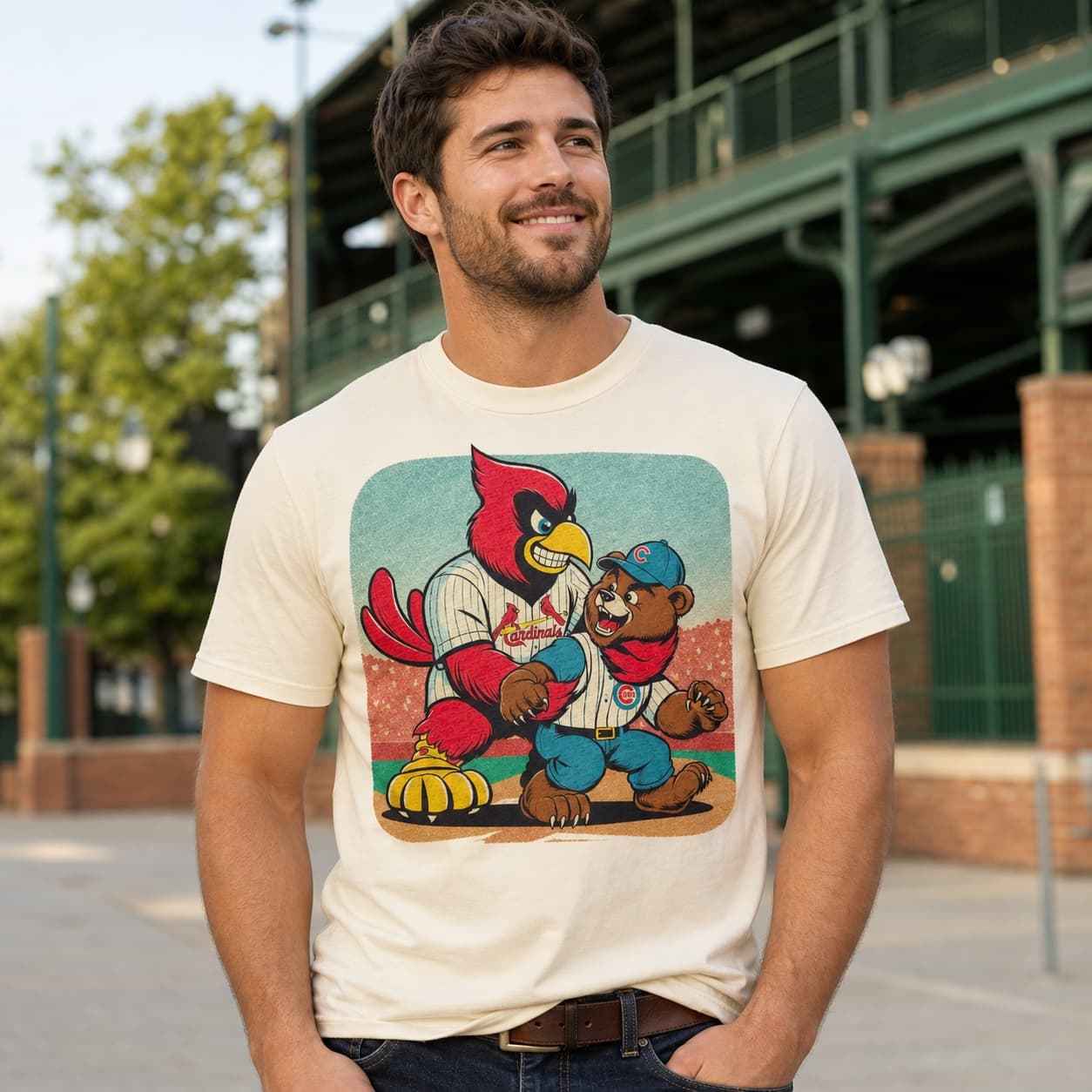 St. Louis Cardinals vs. Chicago Cubs Retro Rivalry Baseball 1985 Artwork Shirt
