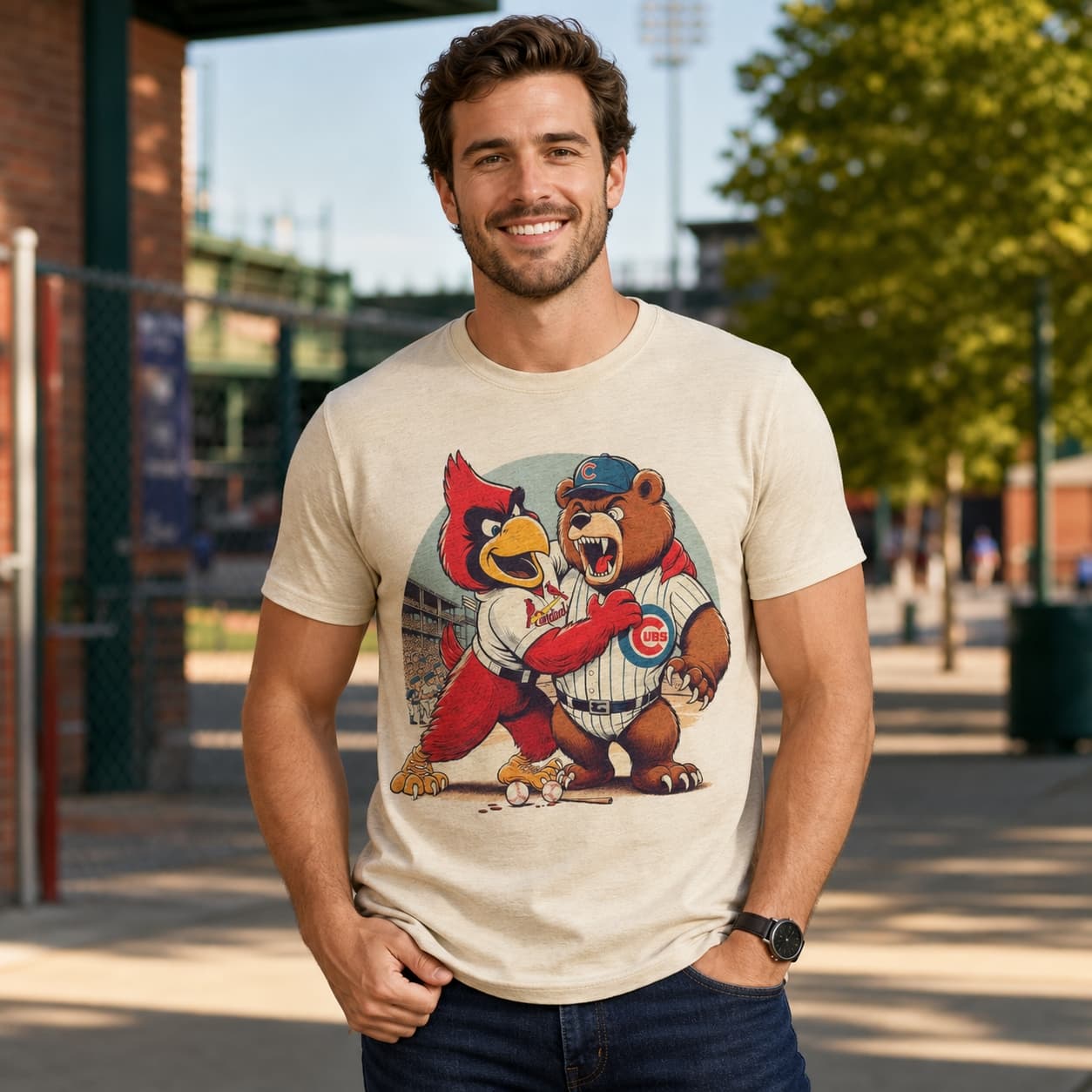St. Louis Cardinals vs. Chicago Cubs Retro Rivalry Baseball 1987 Artwork Shirt