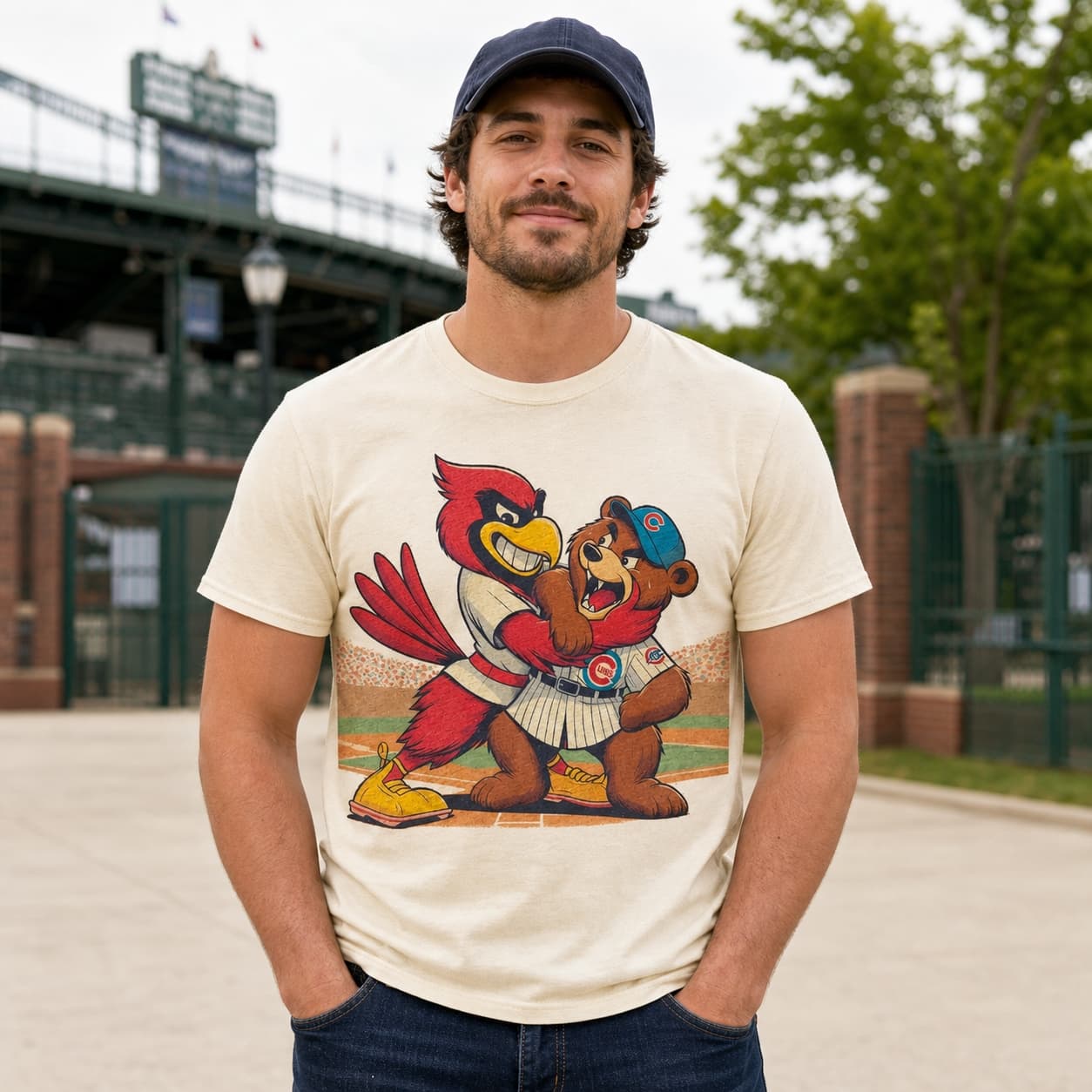 St. Louis Cardinals vs. Chicago Cubs Retro Rivalry Baseball 1992 Artwork Shirt