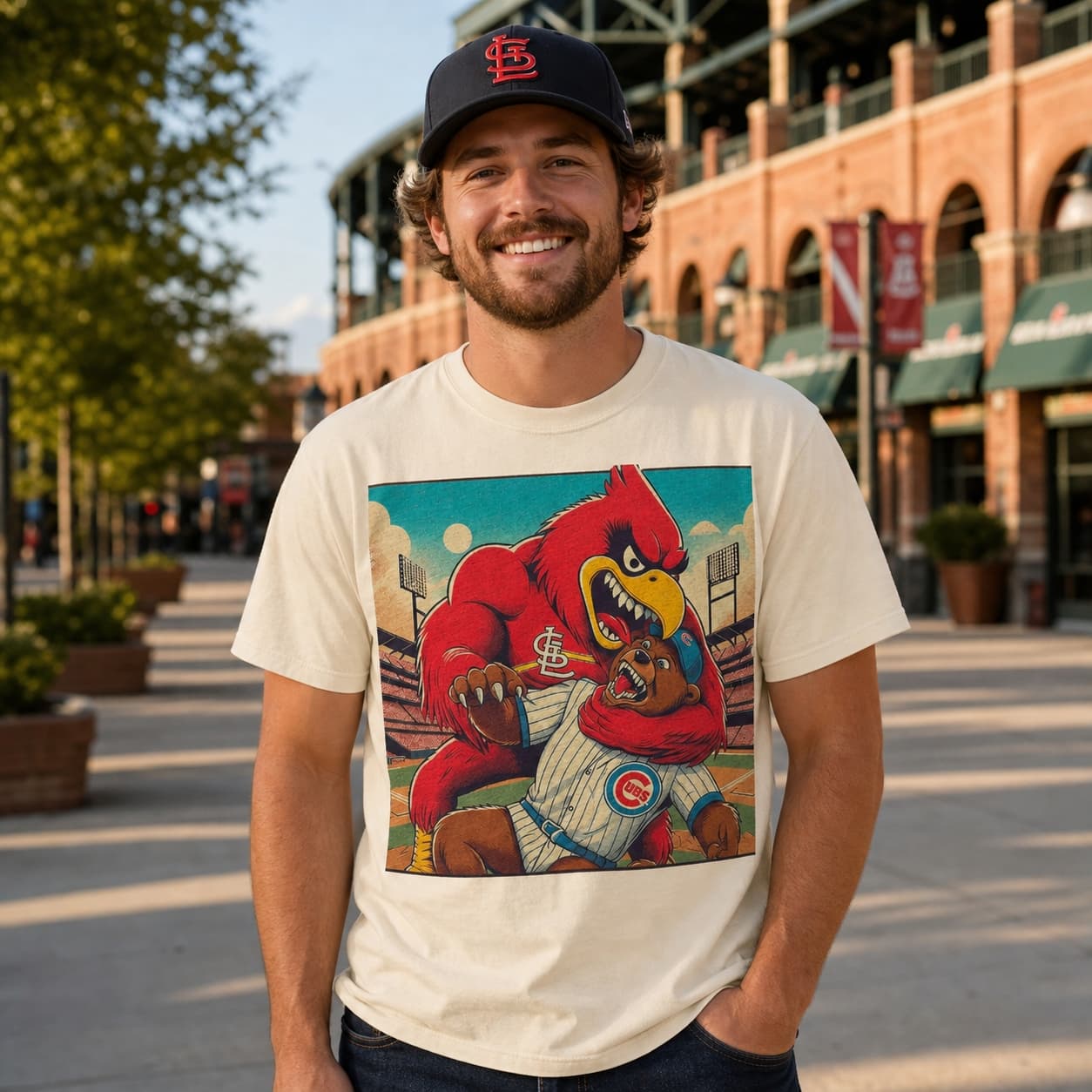 St. Louis Cardinals vs. Chicago Cubs Retro Rivalry Baseball 1995 Artwork Shirt