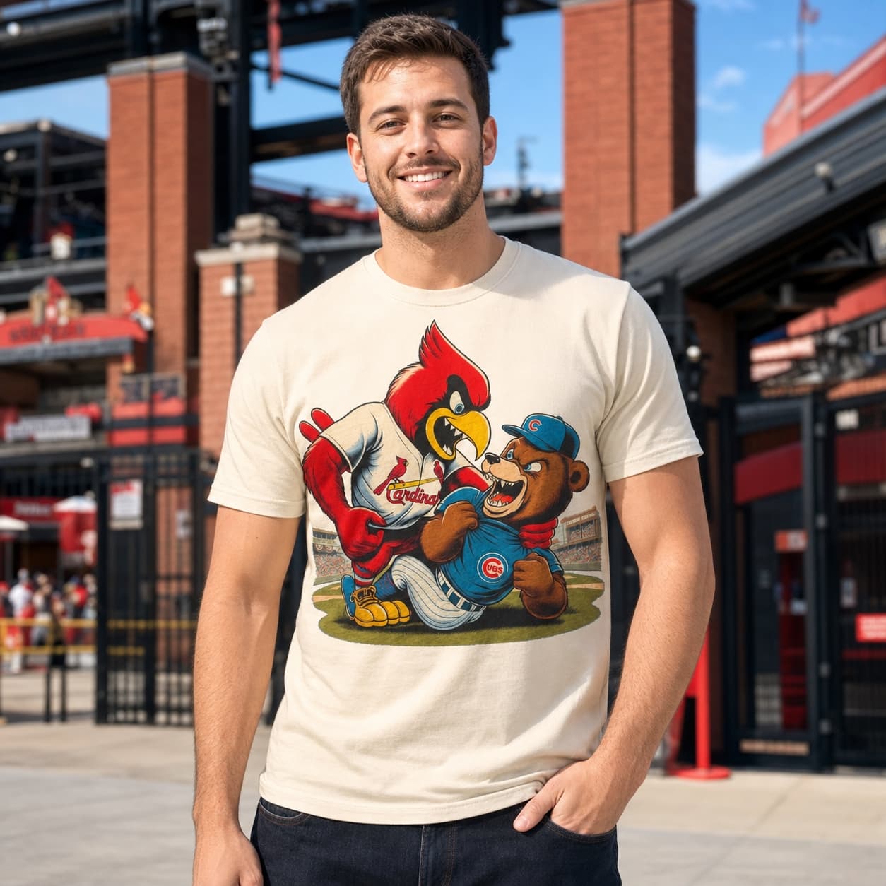 St. Louis Cardinals vs. Chicago Cubs Retro Rivalry Baseball 1998 Artwork Shirt