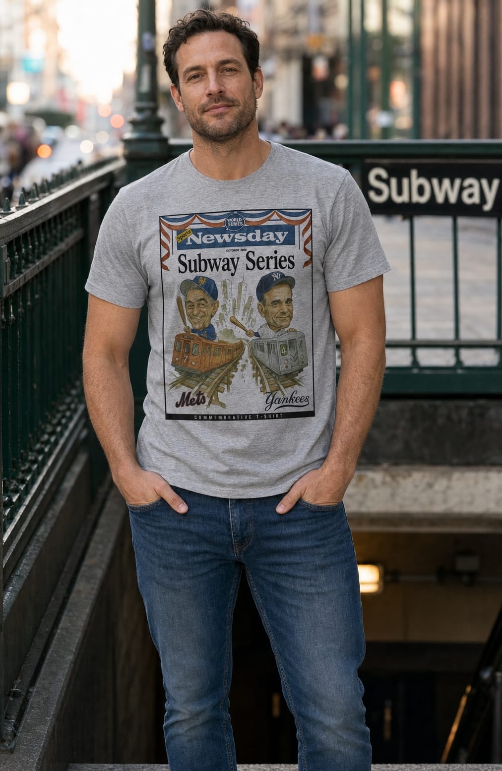 Subway Series New York Mets vs. New York Yankees Exclusive World Series Retro Baseball 2000 Artwork Shirt