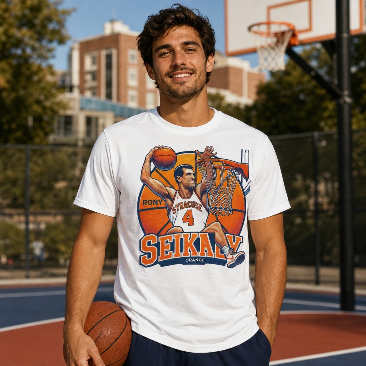 Syracuse Orange Rony Seikaly Exclusive Retro March Madness Basketball Shirt