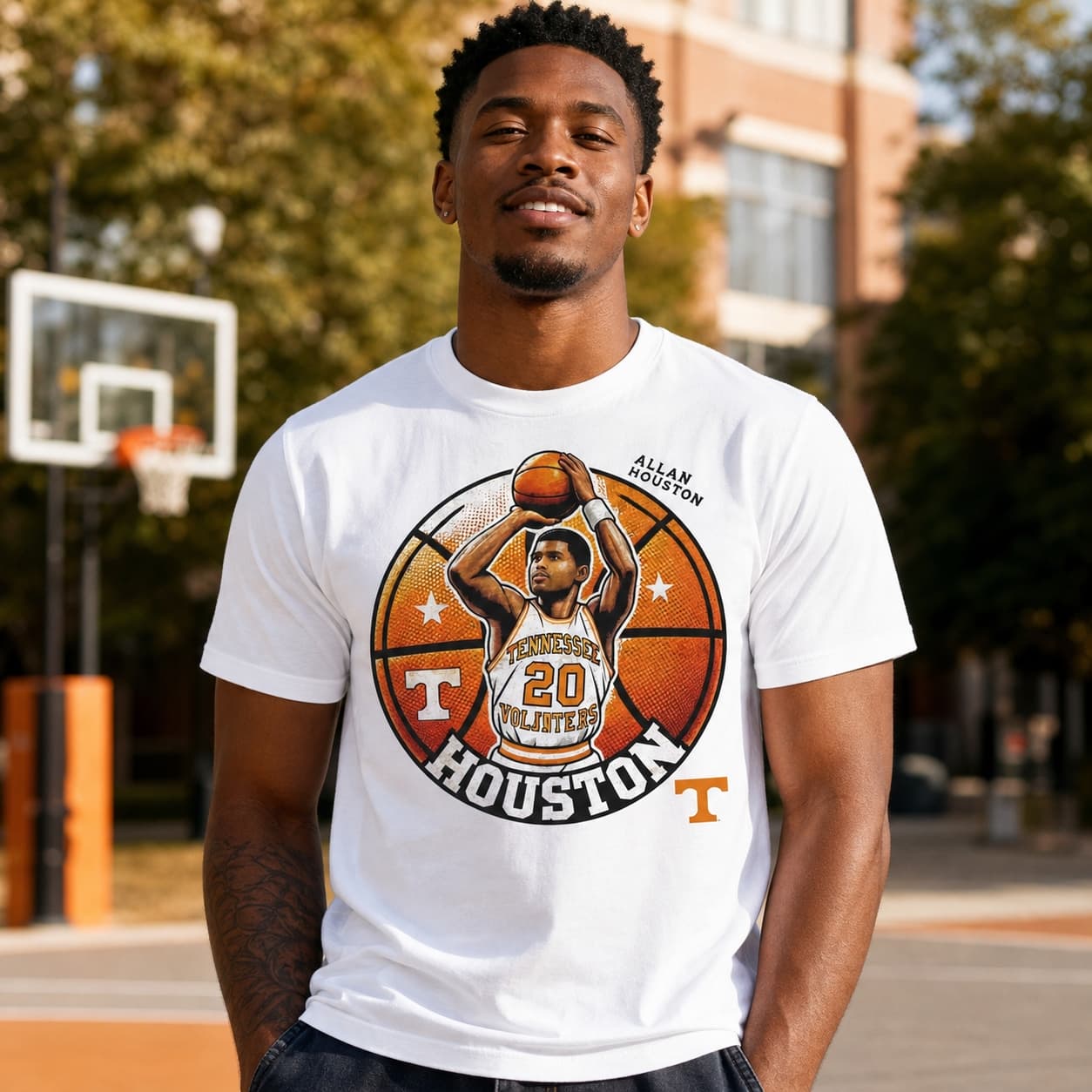 Tennessee Volunteers Allan Houston Exclusive Retro March Madness Basketball Shirt