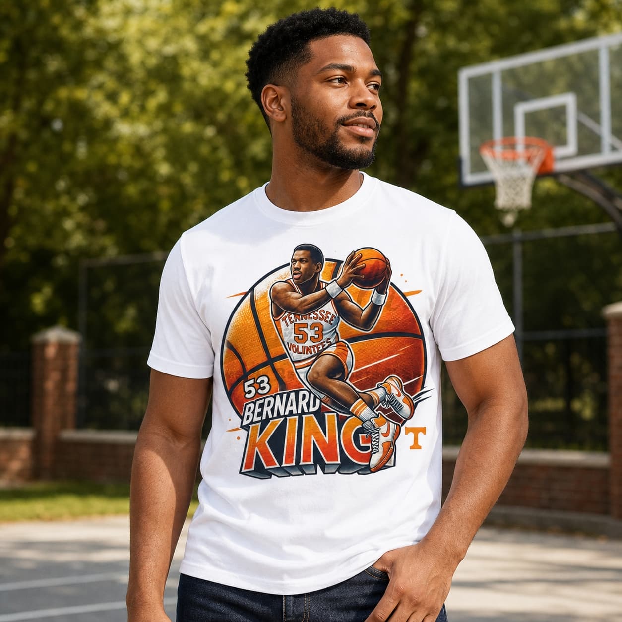 Tennessee Volunteers Bernard King Exclusive Retro March Madness Basketball Shirt