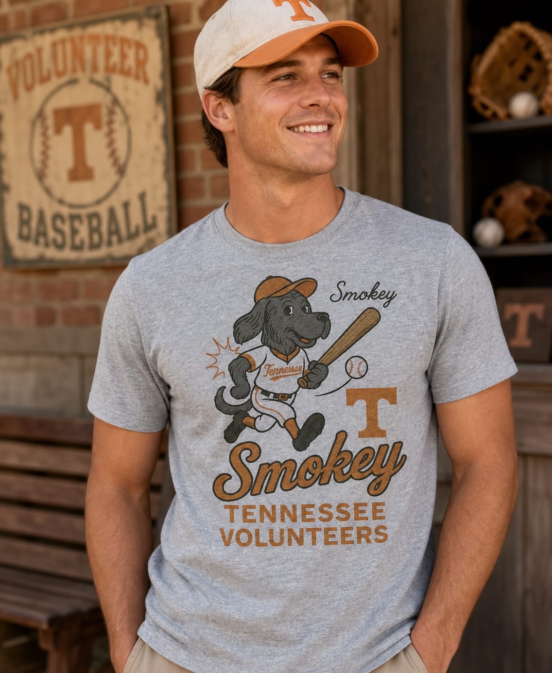 Tennessee Volunteers Smokey Mascot Retro Baseball Artwork Shirt