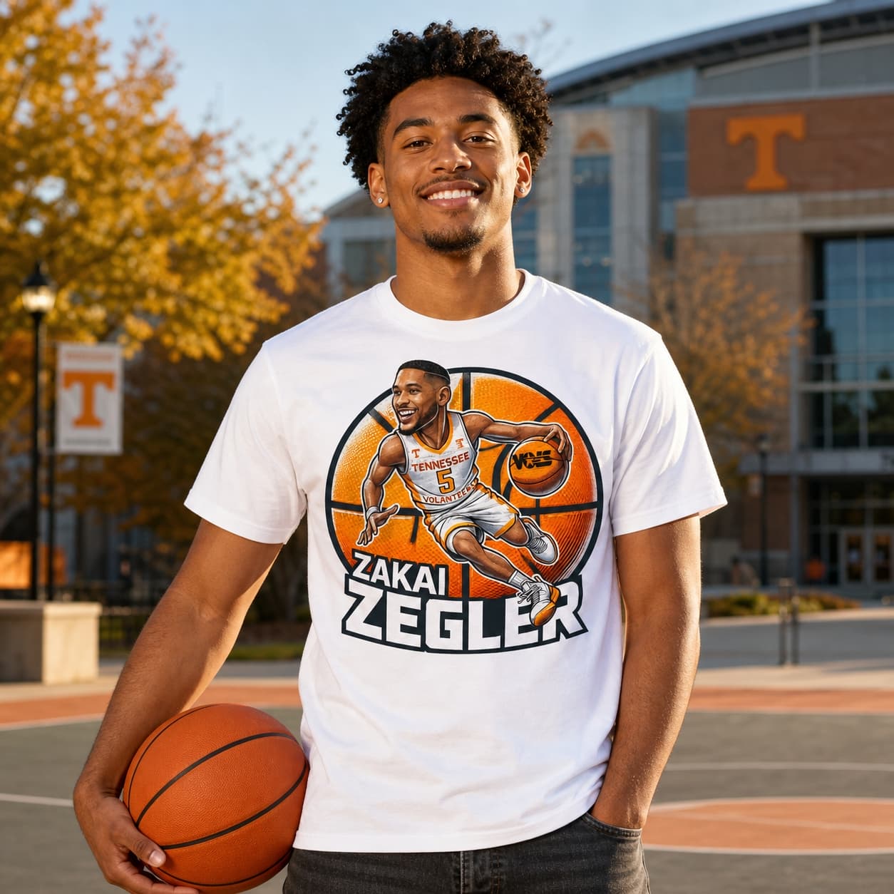 Tennessee Volunteers Zakai Ziegler Exclusive Retro March Madness Basketball Shirt