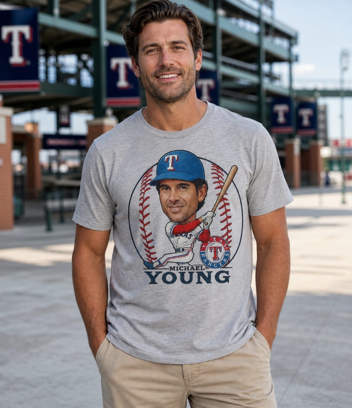 Texas Rangers Michael Young Exclusive Retro Baseball Artwork Shirt