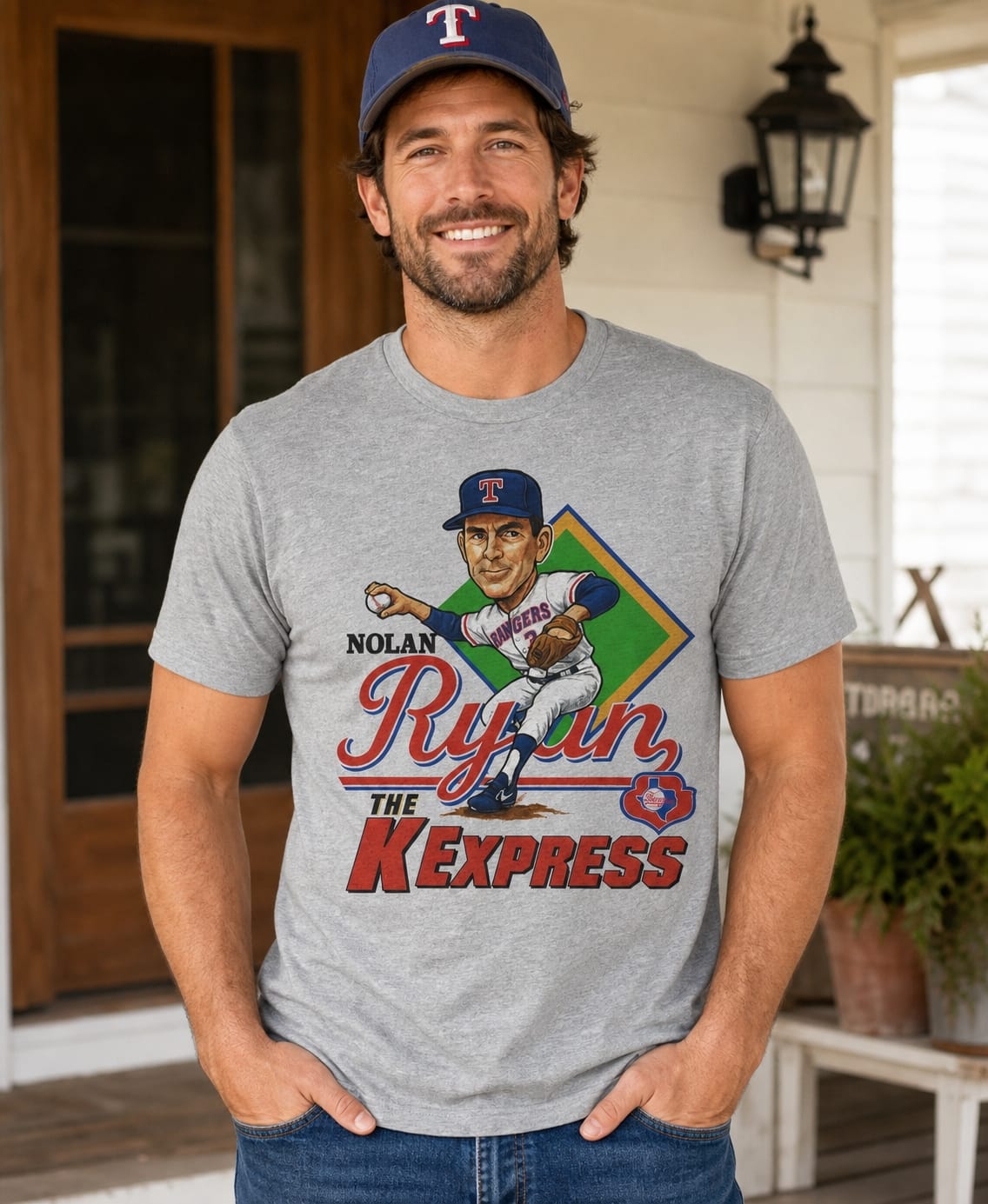 Texas Rangers Nolan Ryan K Express Retro Baseball 1989 Artwork T-Shirt