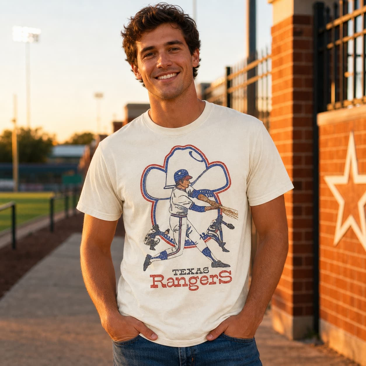 Texas Rangers Retro Baseball 1975 Artwork Shirt