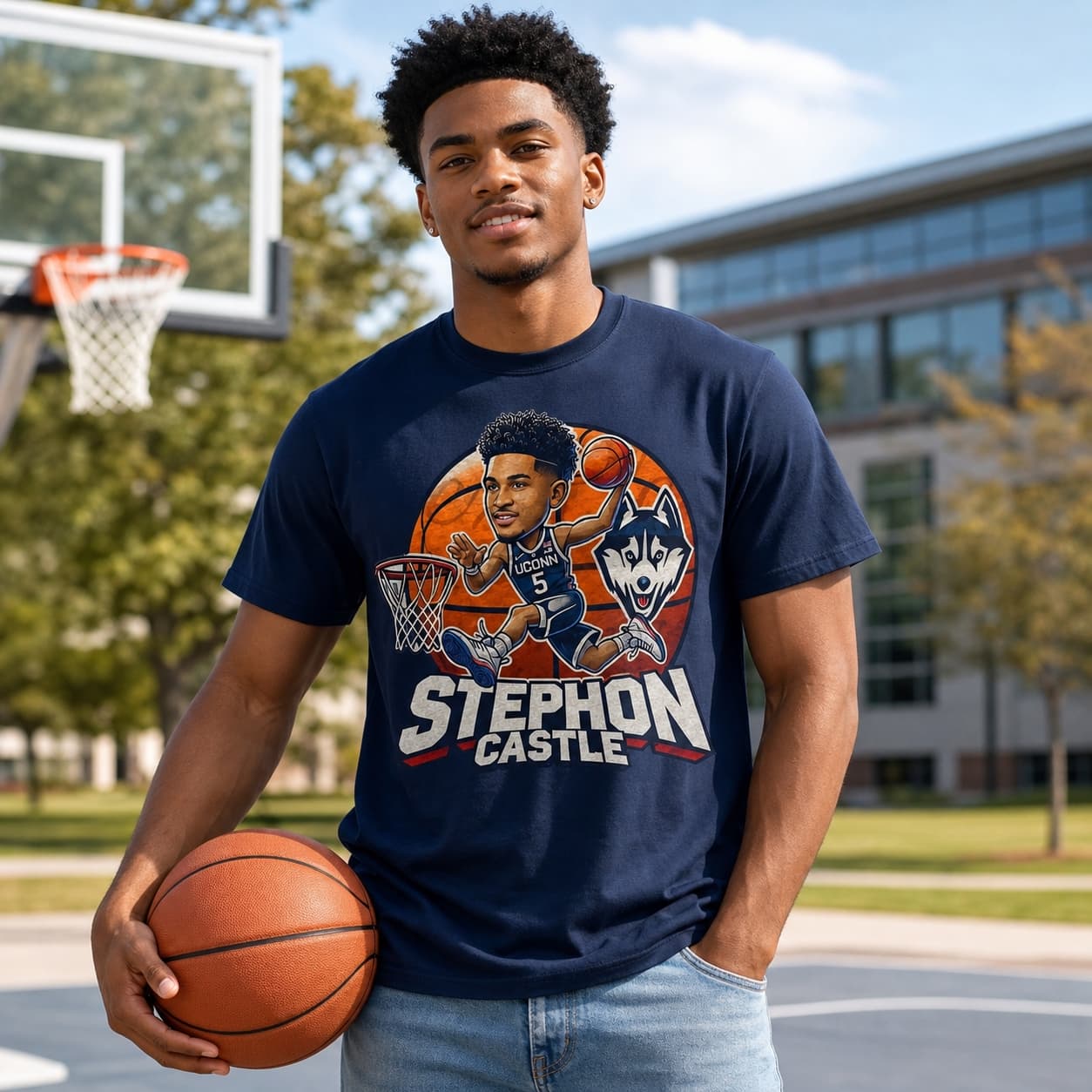UConn Huskies Stephon Castle Exclusive Retro March Madness Basketball Shirt