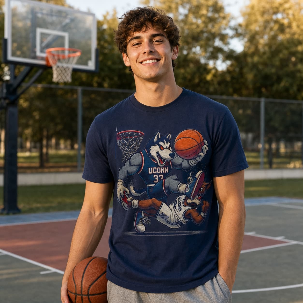 UConn Huskies vs. Villanova Wildcats Retro Rivalry Basketball Mascot 1994 Shirt