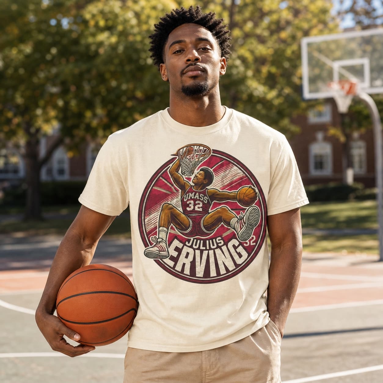 UMass Minutemen Julius Erving Exclusive Retro March Madness Basketball Shirt