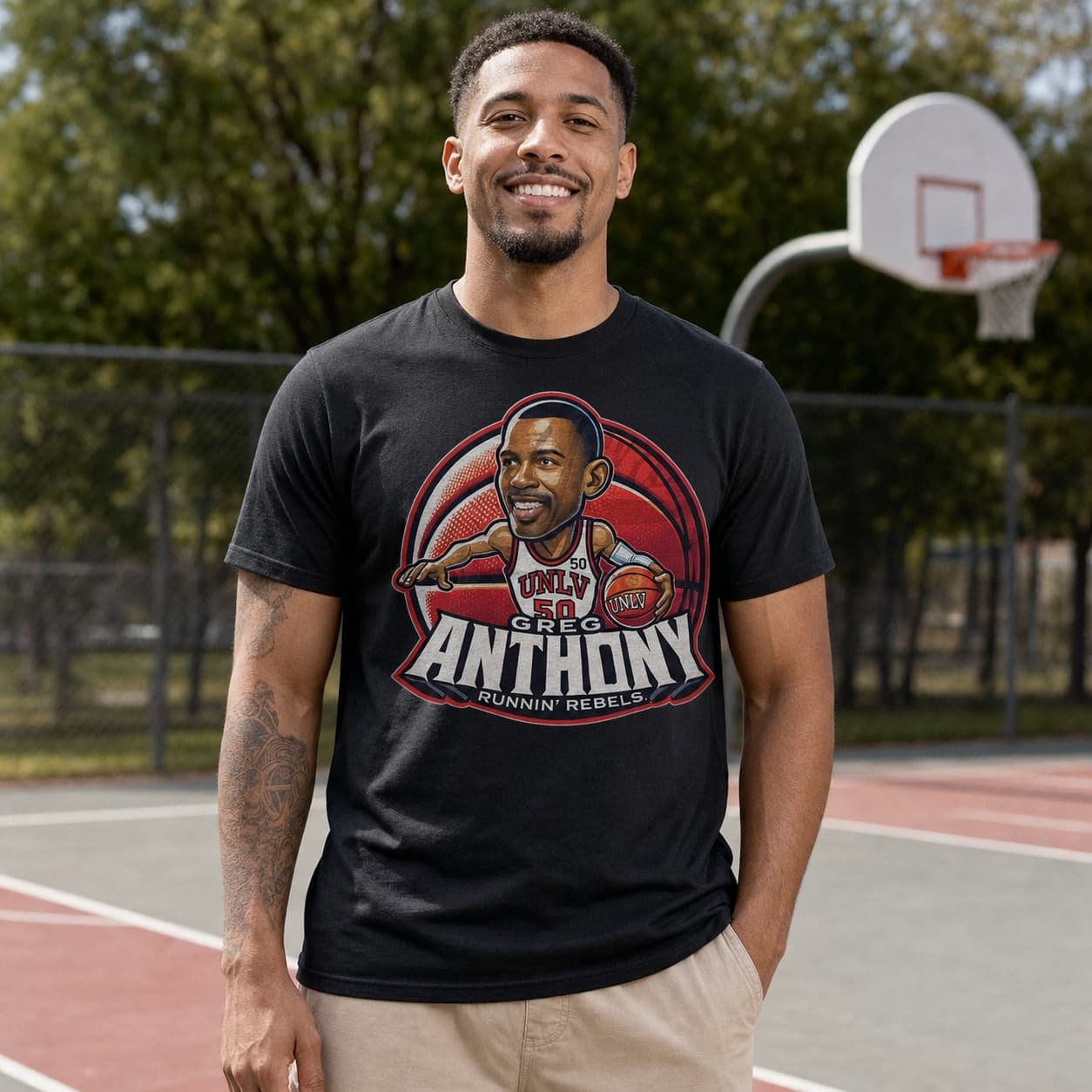 UNLV Rebels Greg Anthony Exclusive Retro March Madness Basketball Shirt