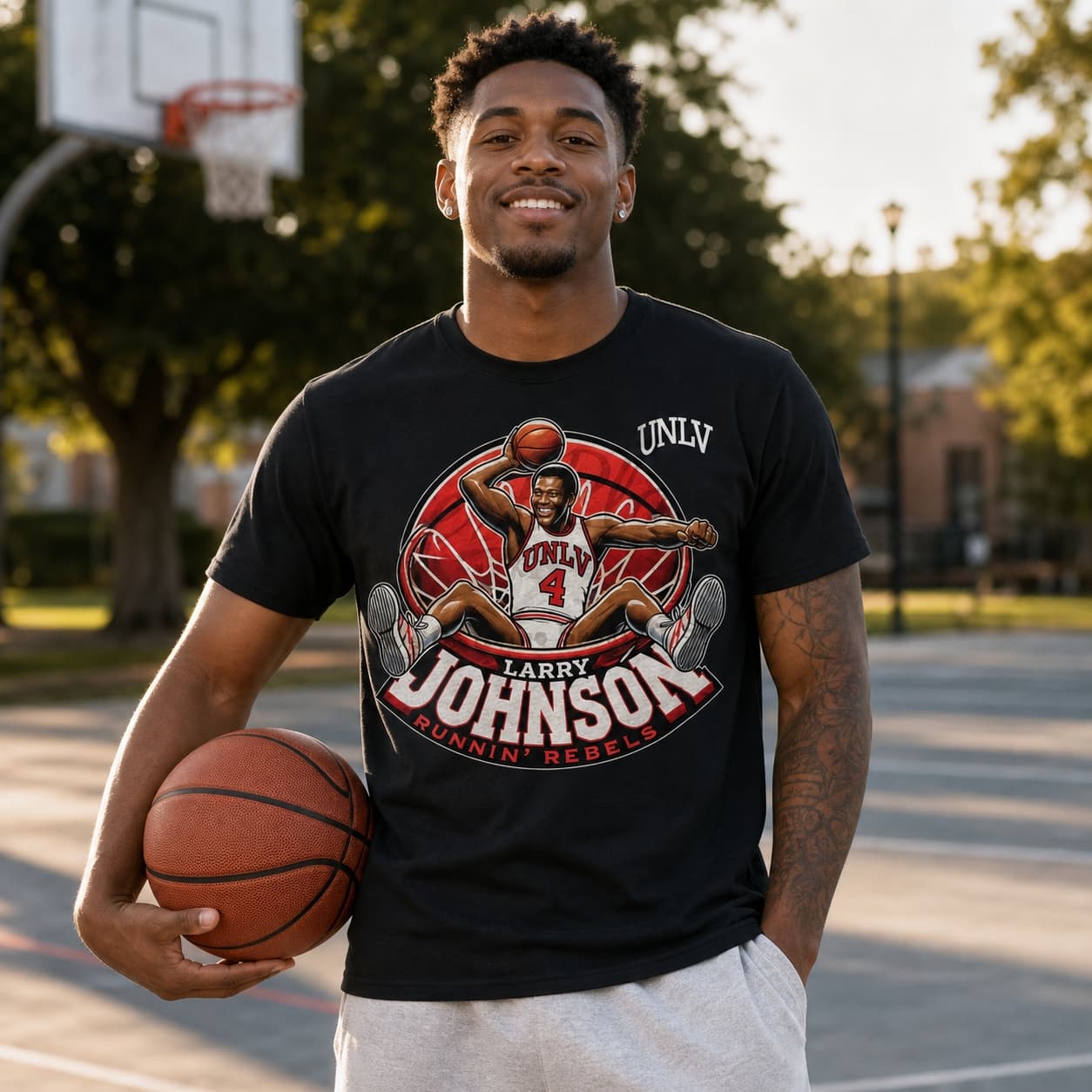 UNLV Rebels Larry Johnson Exclusive Retro March Madness Basketball Shirt