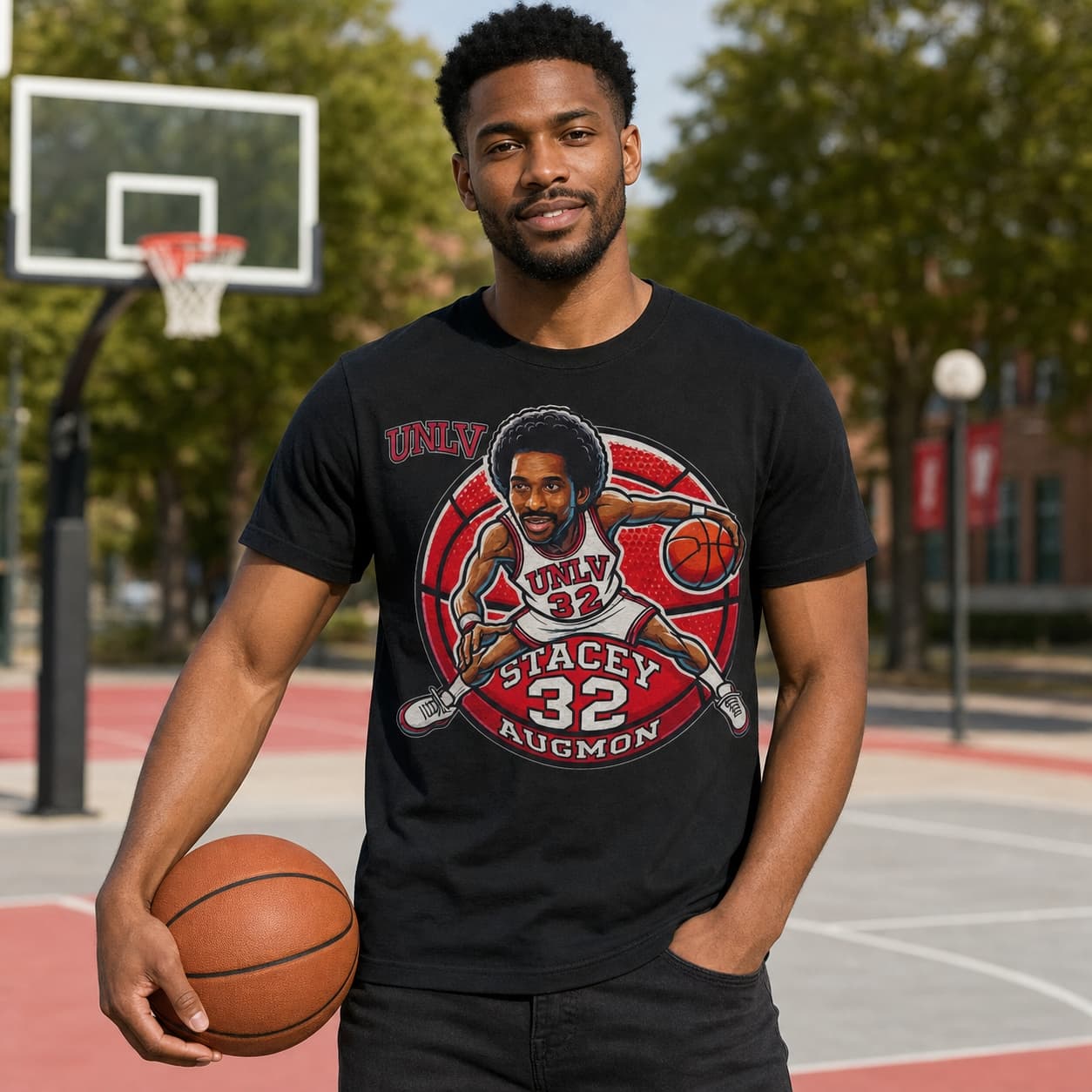 UNLV Rebels Stacey Augmon Exclusive Retro March Madness Basketball Shirt