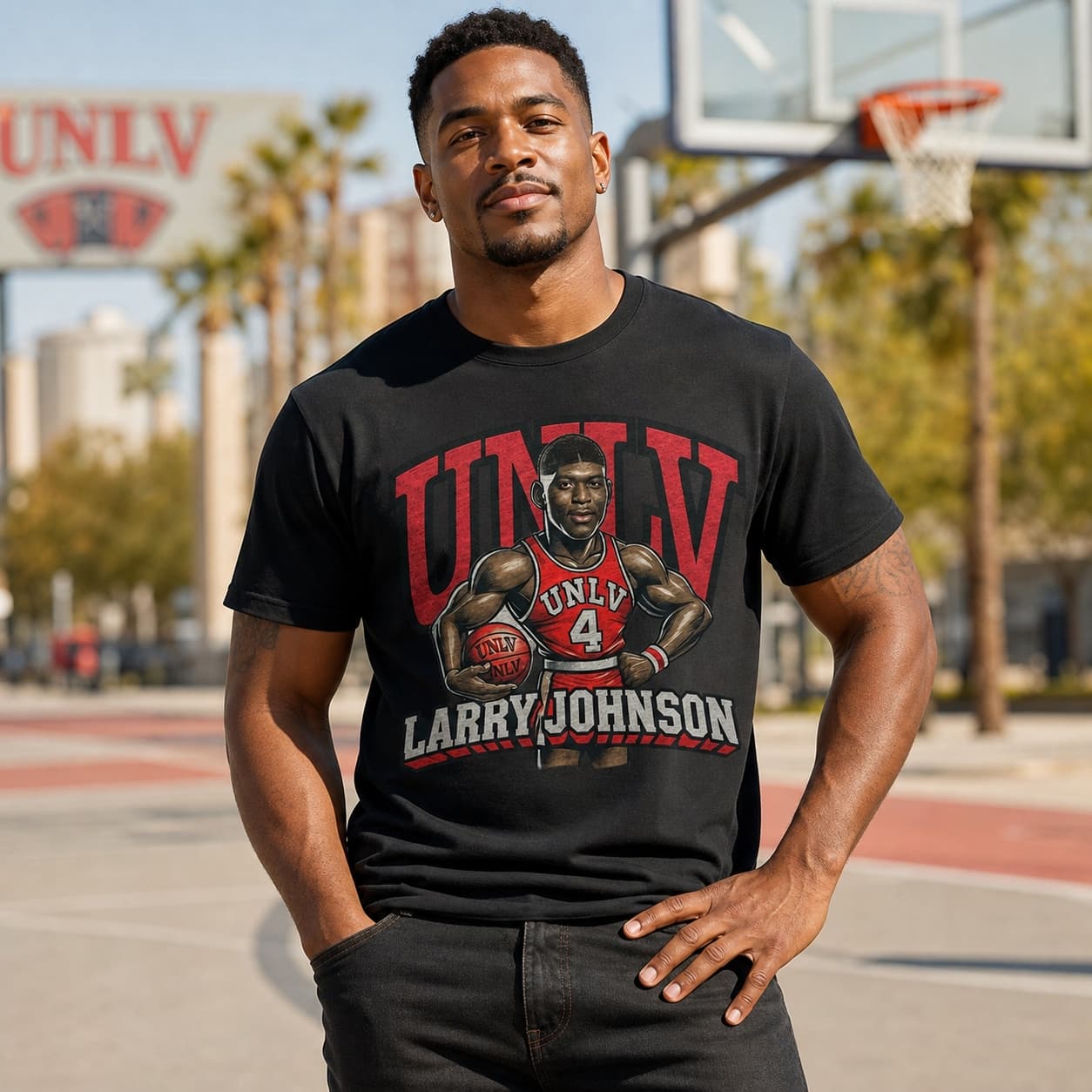 UNLV Runnin’ Rebels Larry Johnson Exclusive Retro Basketball Shirt
