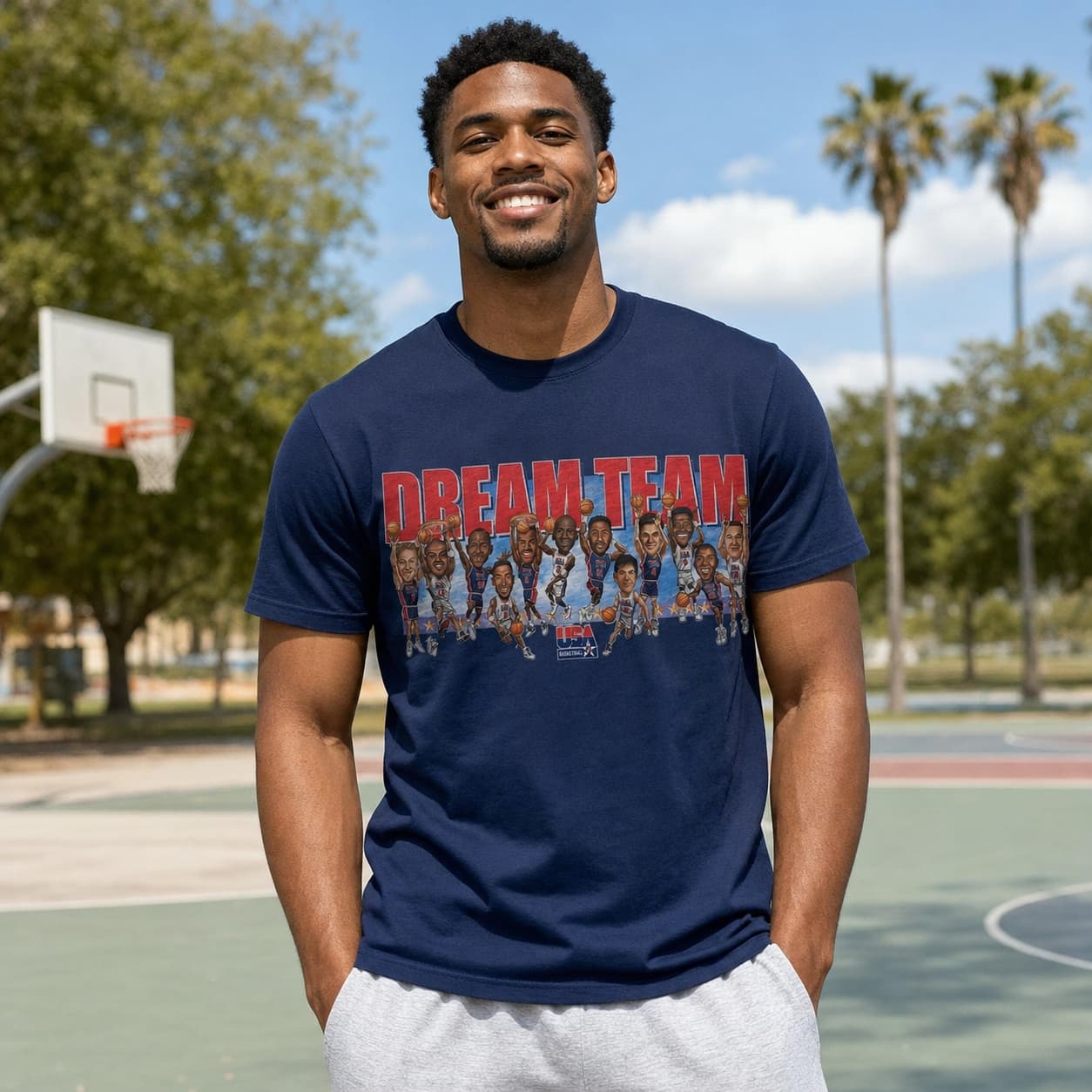 USA Dream Team Olympics Retro Jordan Bird Basketball 1992 T-Shirt