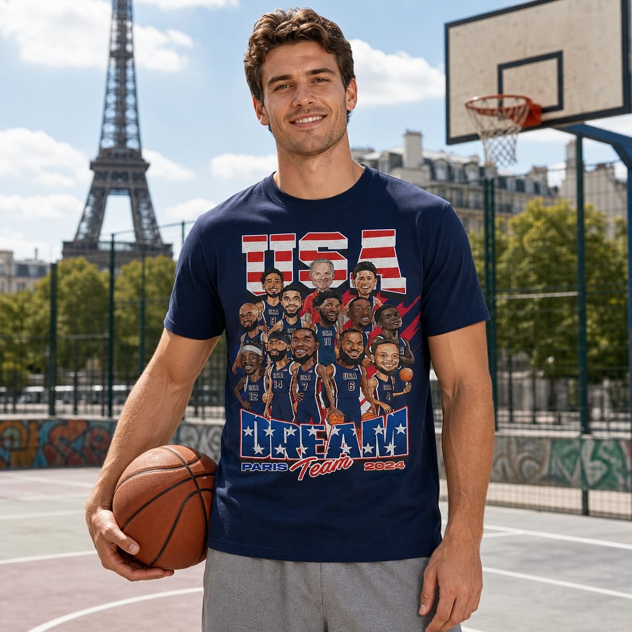 USA Olympics Dream Team Exclusive Caricature Basketball 2024 Shirt