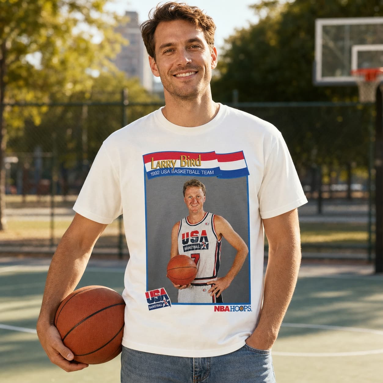 USA Olympics Retro Dream Team Larry Bird Basketball 1992 T-Shirt