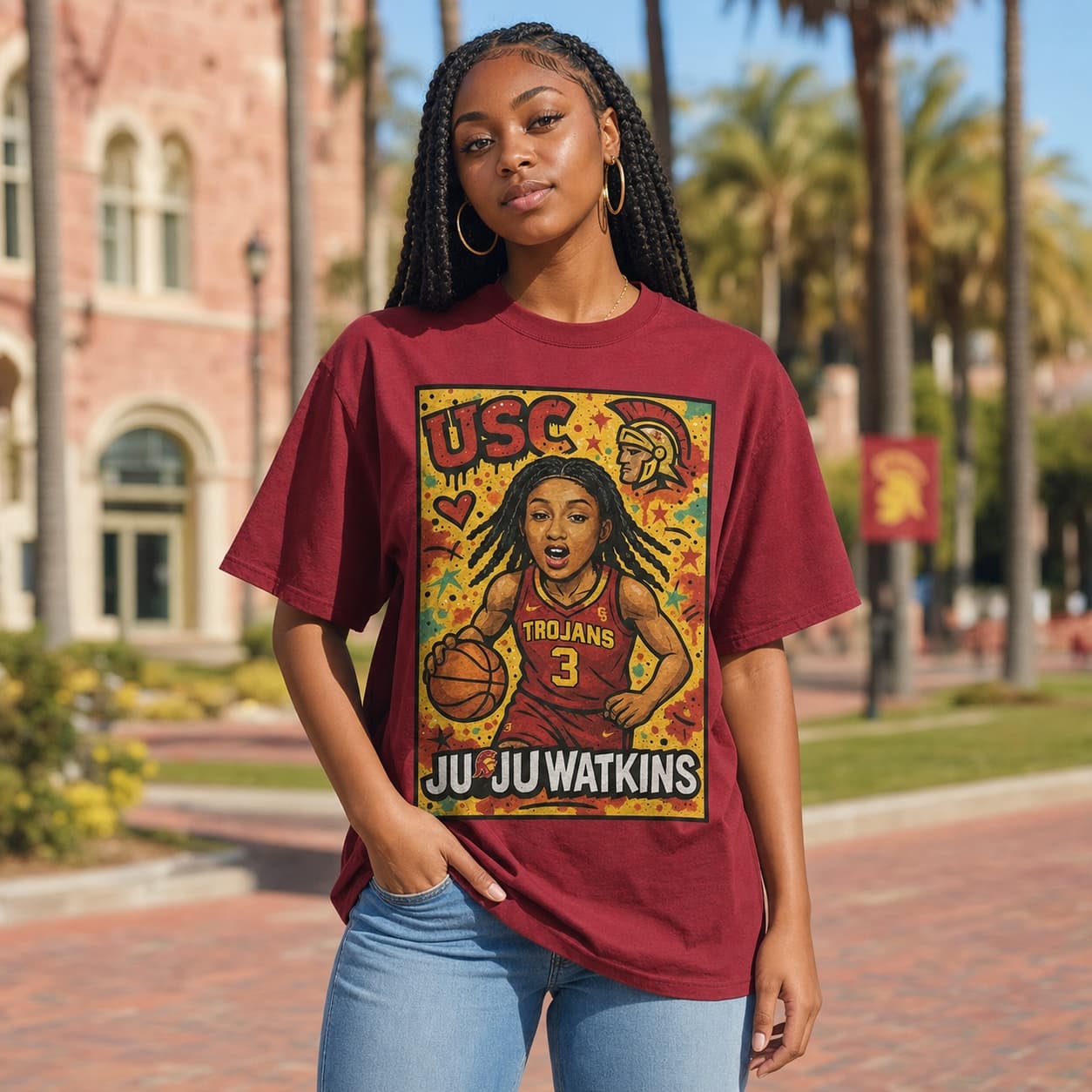 USC Trojans JuJu Watkins Exclusive Caricature Basketball Shirt