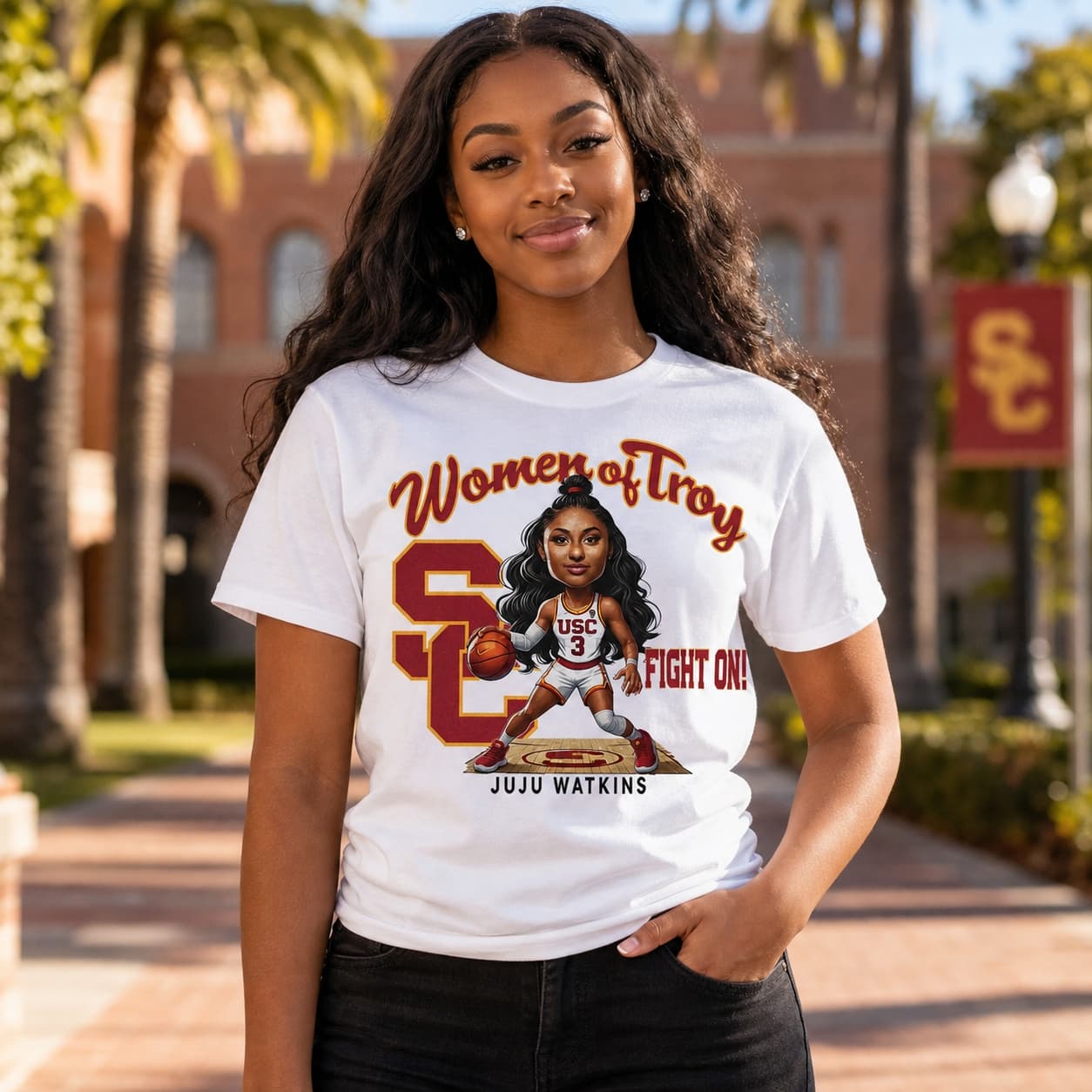 USC Trojans JuJu Watkins Exclusive Retro March Madness Basketball Fight On Shirt