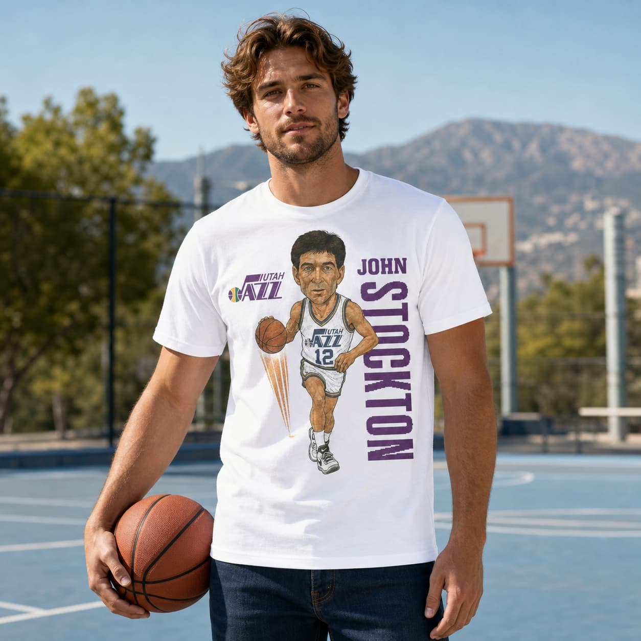 Utah Jazz John Stockton Exclusive Retro Basketball 1991 Shirt