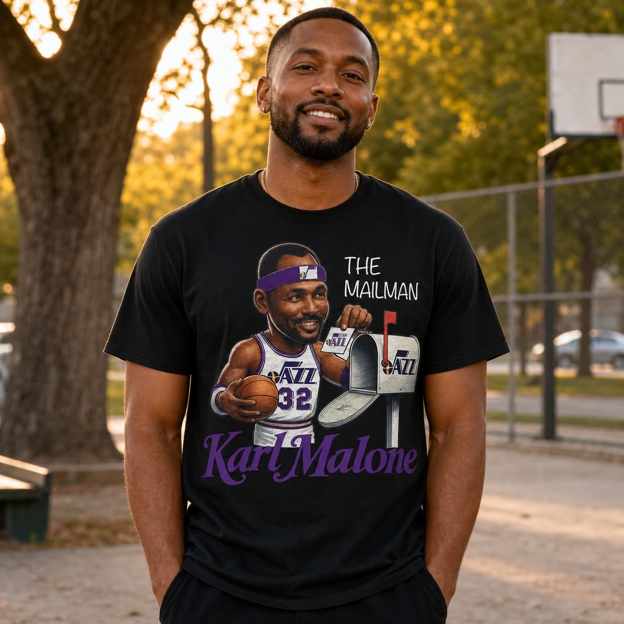 Utah Jazz Karl Malone The Mailman Exclusive Retro Basketball 1987 Shirt