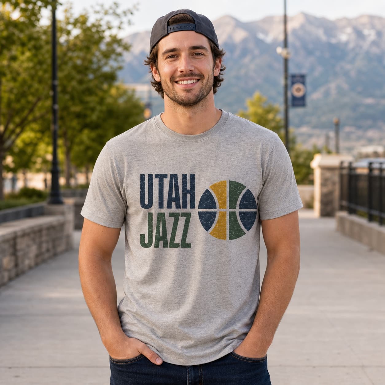 Utah Jazz Retro Basketball Bold Shirt