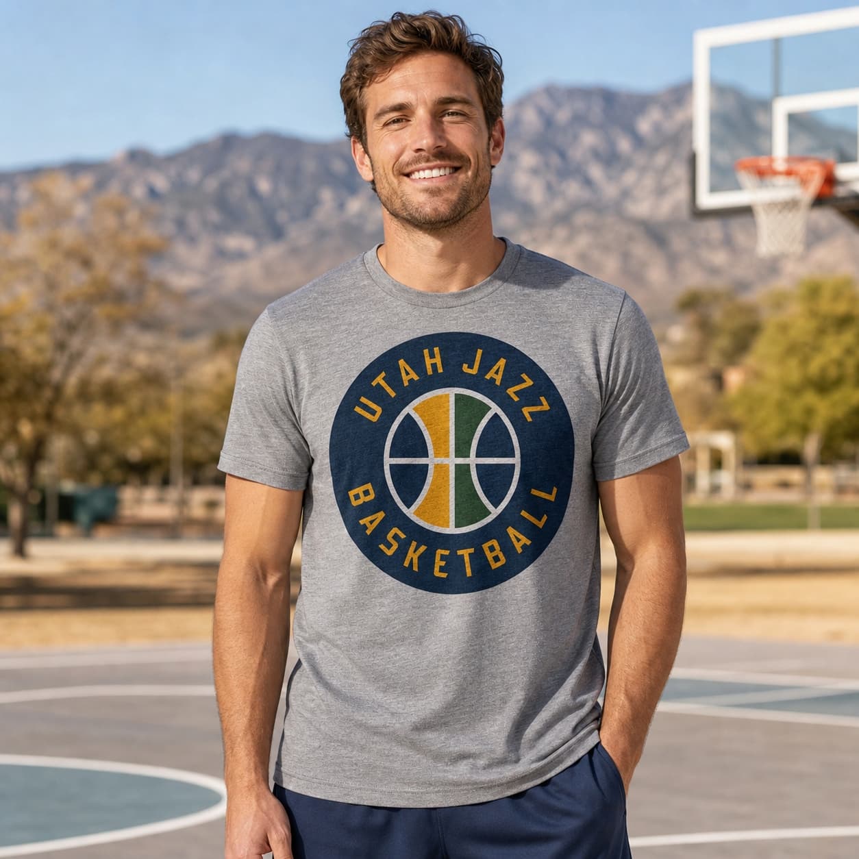 Utah Jazz Retro Basketball Circle Shirt